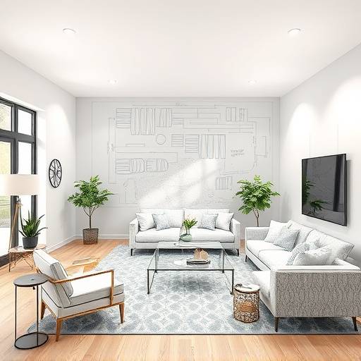 A blueprint of a living room, illustrating efficient space utilization and furniture placement.