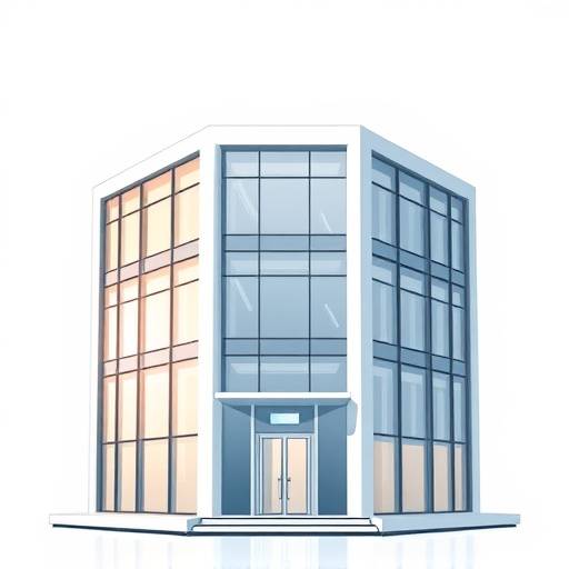 Icon of an office building representing commercial design services.